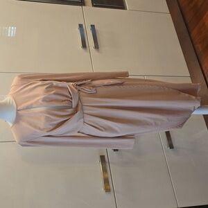 NWT Asos Faux Wrap Stretch Midi Dress Muted Pink Womens Size 8